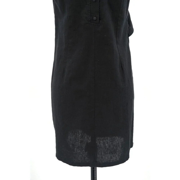 McGuire Sorbonne Dress Women Extra Small XS Black Linen Ruffle Shift Button Back - Picture 9 of 11